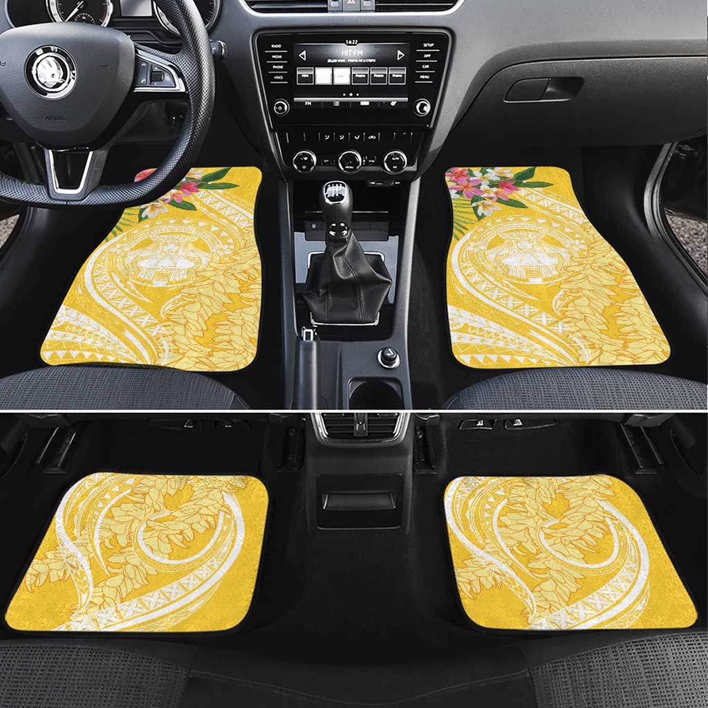 Aloha Hawaii Oahu Car Mats Wahine with Ilima Lei LT7 Set 4pcs Yellow - Polynesian Pride
