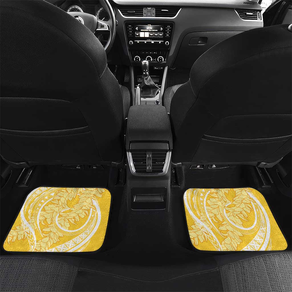 Aloha Hawaii Oahu Car Mats Wahine with Ilima Lei LT7 Set 2pcs - Back Yellow - Polynesian Pride