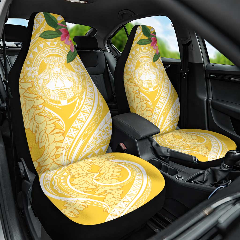 Aloha Hawaii Oahu Car Seat Cover Wahine with Ilima Lei LT7 One Size Yellow - Polynesian Pride