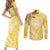 Aloha Hawaii Oahu Couples Matching Short Sleeve Bodycon Dress and Long Sleeve Button Shirt Wahine with Ilima Lei