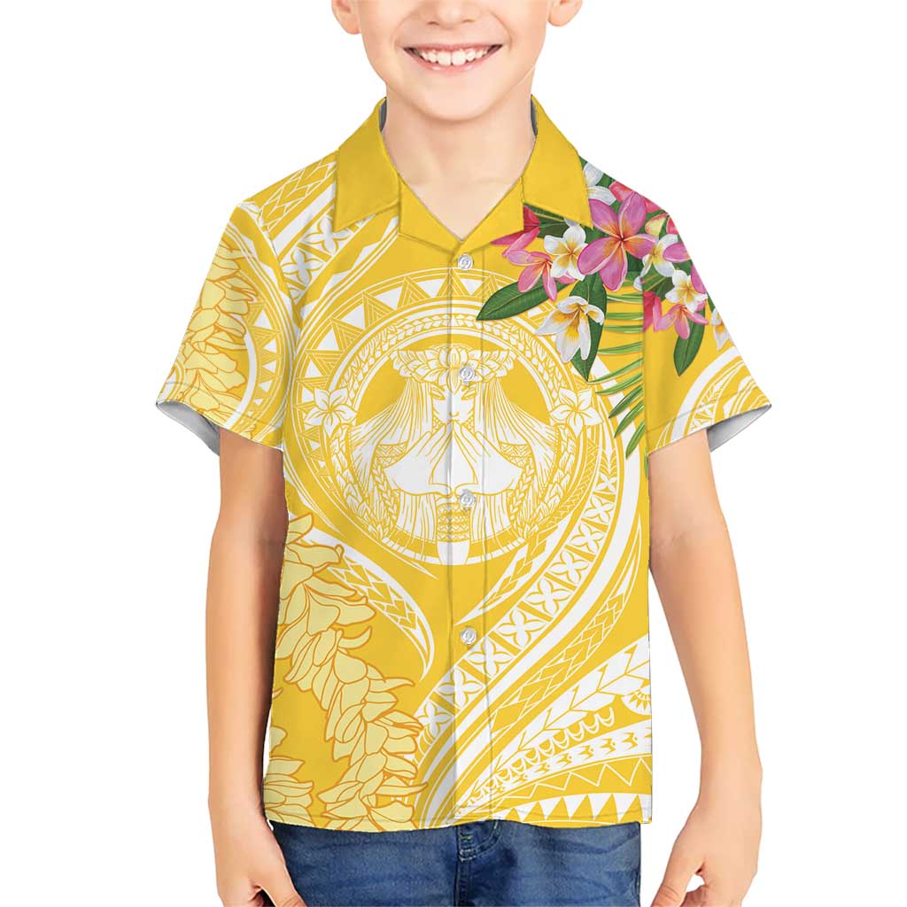 Aloha Hawaii Oahu Kid Hawaiian Shirt Wahine with Ilima Lei LT7 Kid Yellow - Polynesian Pride