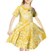 Aloha Hawaii Oahu Kid Short Sleeve Dress Wahine with Ilima Lei LT7 - Polynesian Pride