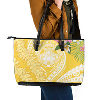 Aloha Hawaii Oahu Leather Tote Bag Wahine with Ilima Lei LT7 - Polynesian Pride