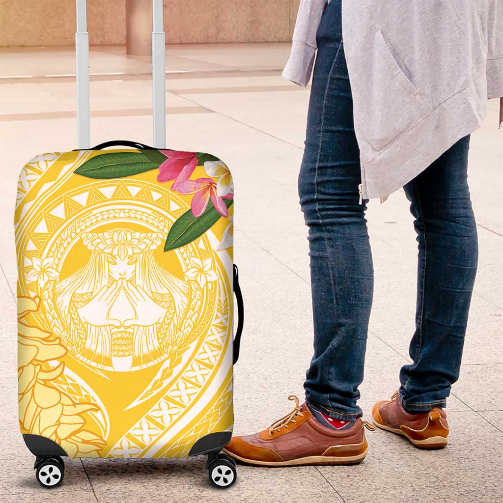 Aloha Hawaii Oahu Luggage Cover Wahine with Ilima Lei LT7 Yellow - Polynesian Pride