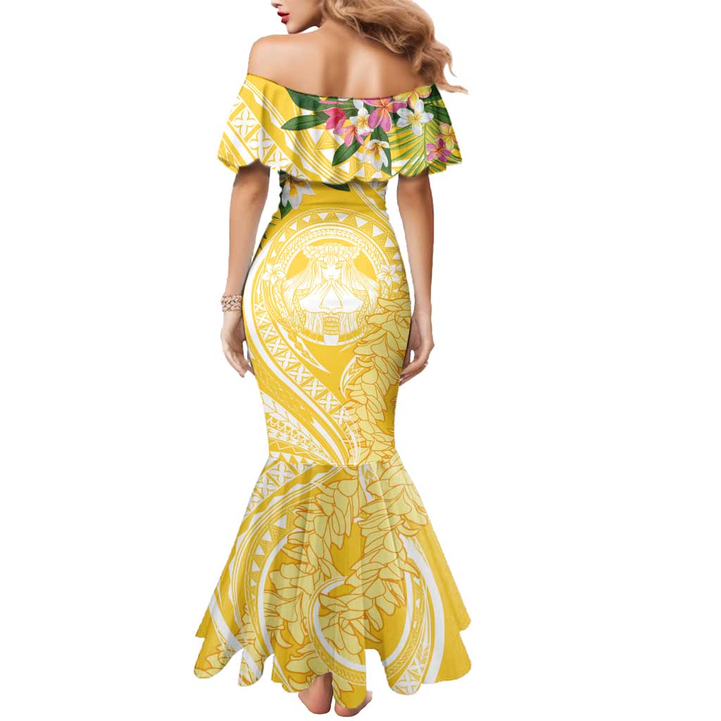 Aloha Hawaii Oahu Mermaid Dress Wahine with Ilima Lei LT7 - Polynesian Pride