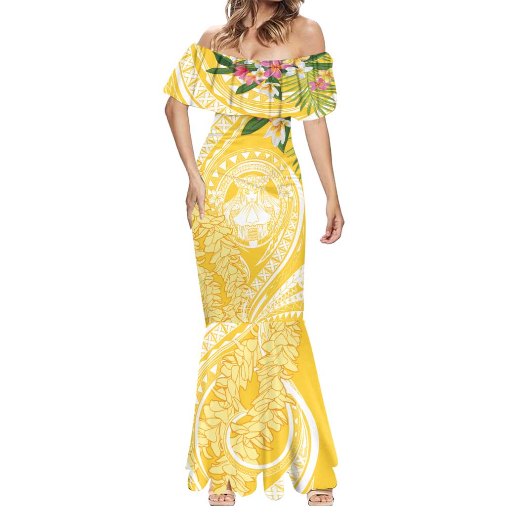Aloha Hawaii Oahu Mermaid Dress Wahine with Ilima Lei LT7 - Polynesian Pride