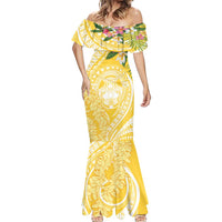 Aloha Hawaii Oahu Mermaid Dress Wahine with Ilima Lei LT7 - Polynesian Pride