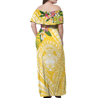 Aloha Hawaii Oahu Off Shoulder Maxi Dress Wahine with Ilima Lei LT7 - Polynesian Pride