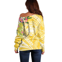 Aloha Hawaii Oahu Off Shoulder Sweater Wahine with Ilima Lei LT7 - Polynesian Pride