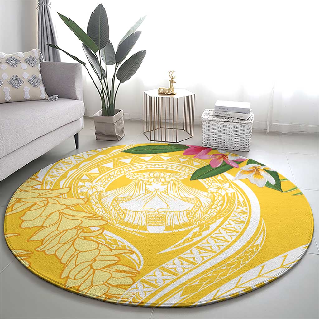 Aloha Hawaii Oahu Round Carpet Wahine with Ilima Lei LT7 - Polynesian Pride