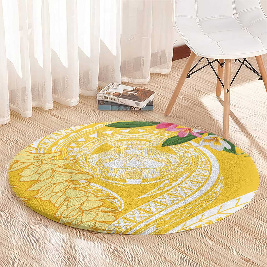 Aloha Hawaii Oahu Round Carpet Wahine with Ilima Lei LT7 - Polynesian Pride