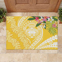 Aloha Hawaii Oahu Rubber Doormat Wahine with Ilima Lei LT7 Yellow - Polynesian Pride