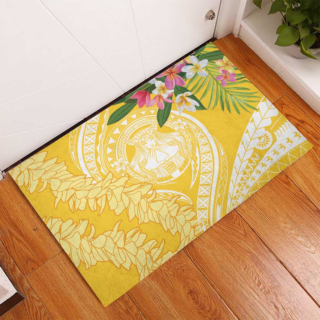 Aloha Hawaii Oahu Rubber Doormat Wahine with Ilima Lei LT7 - Polynesian Pride