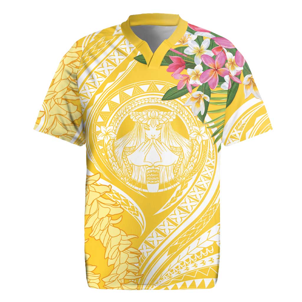 Aloha Hawaii Oahu Rugby Jersey Wahine with Ilima Lei LT7 Yellow - Polynesian Pride