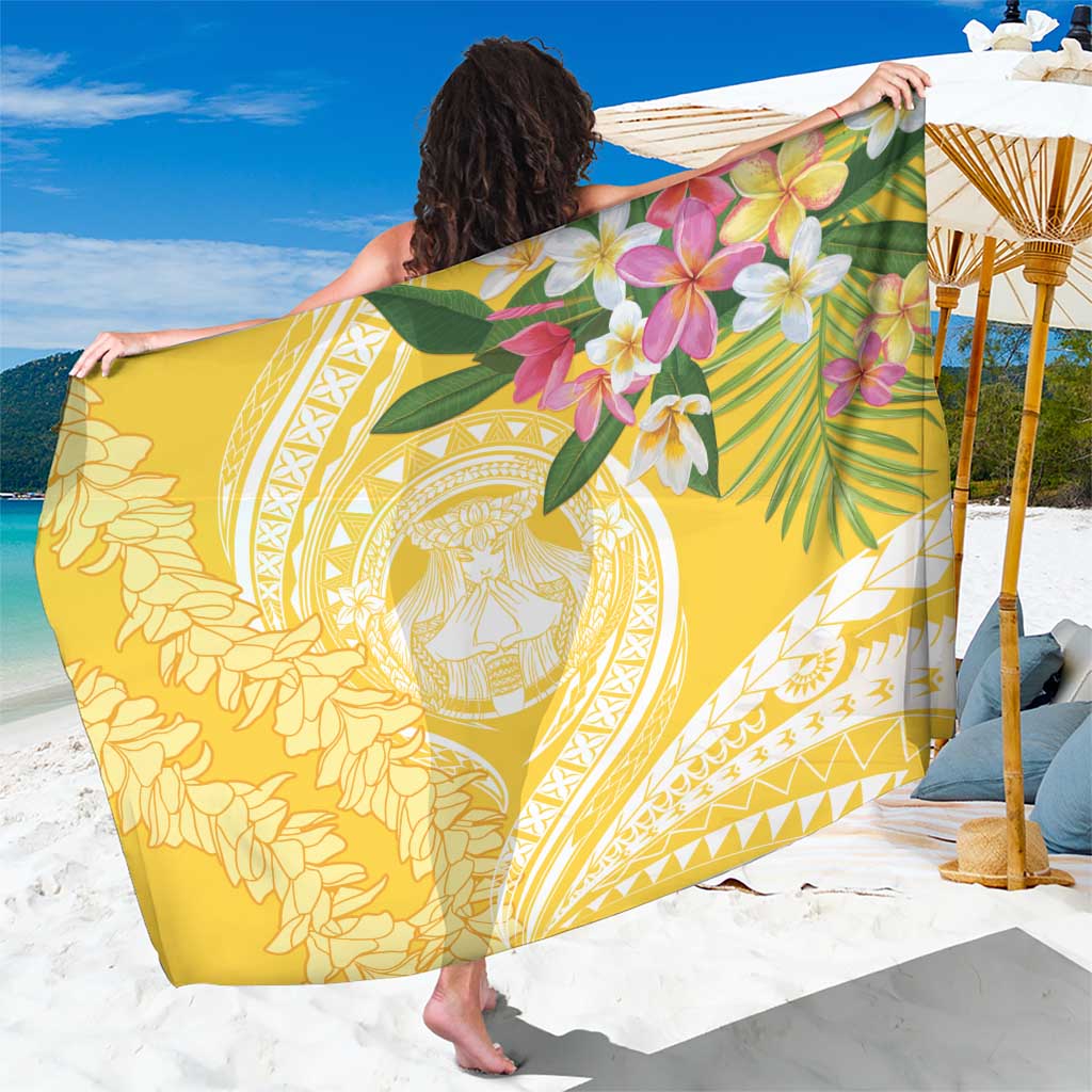Aloha Hawaii Oahu Sarong Wahine with Ilima Lei LT7 One Size 44 x 66 inches Yellow - Polynesian Pride