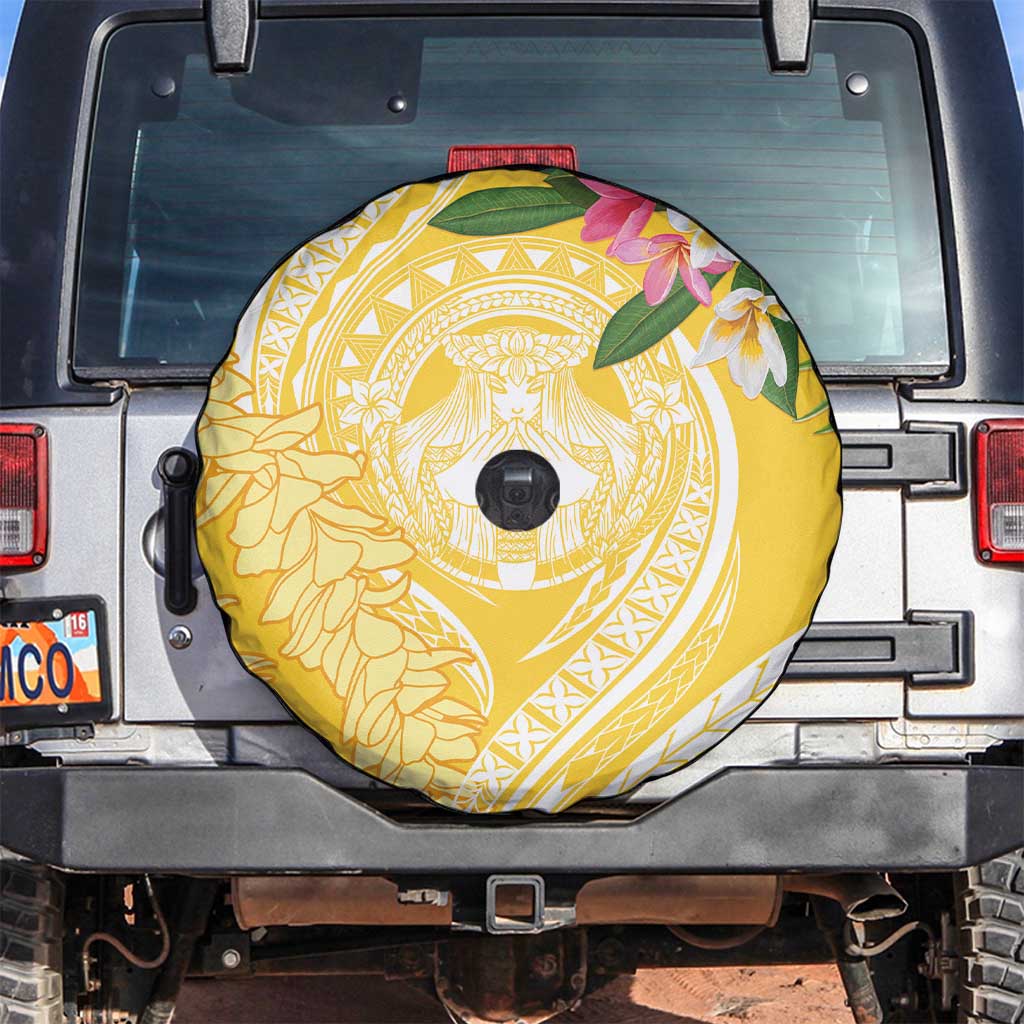 Aloha Hawaii Oahu Spare Tire Cover Wahine with Ilima Lei LT7 Yellow - Polynesian Pride