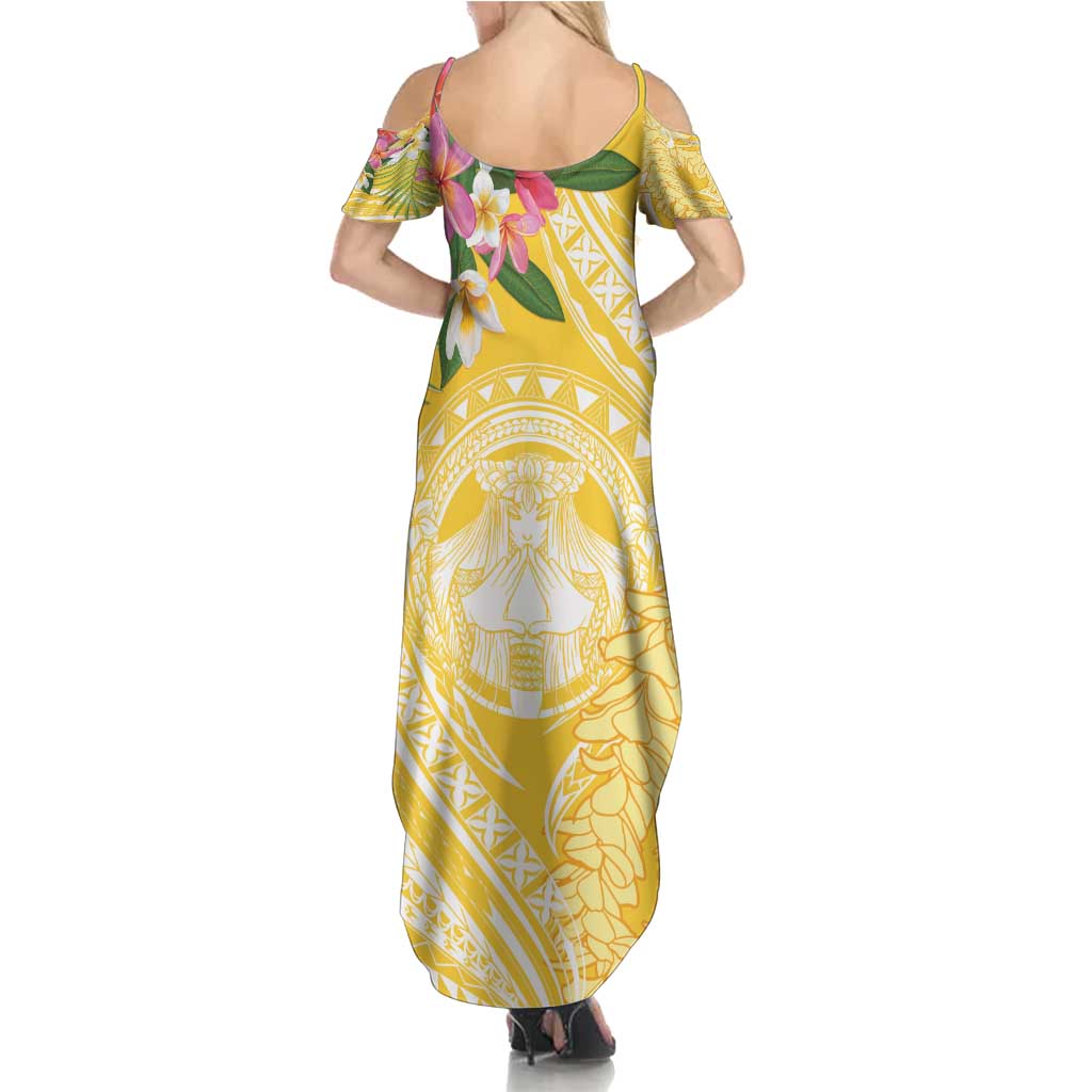 Aloha Hawaii Oahu Summer Maxi Dress Wahine with Ilima Lei LT7 - Polynesian Pride