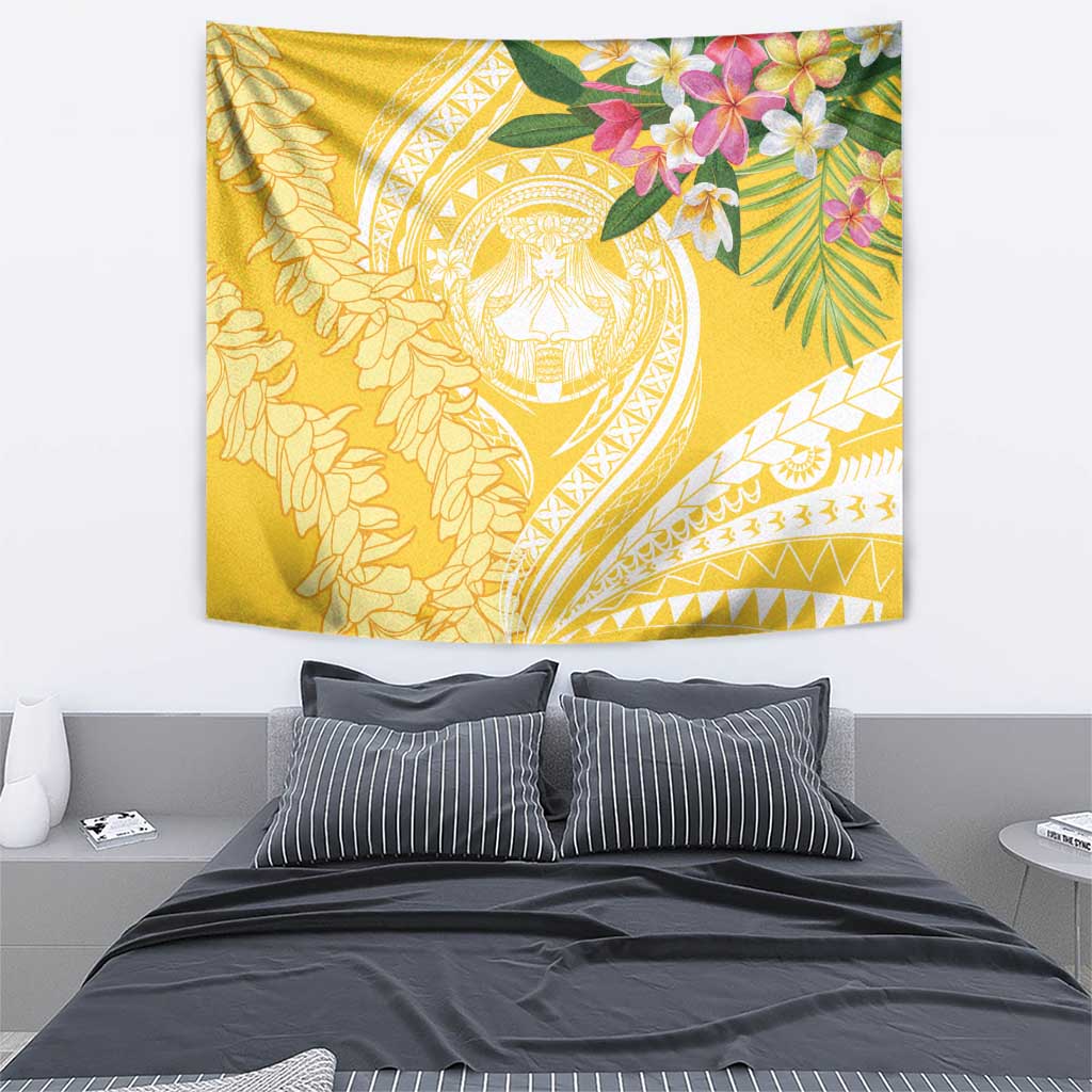 Aloha Hawaii Oahu Tapestry Wahine with Ilima Lei LT7 - Polynesian Pride