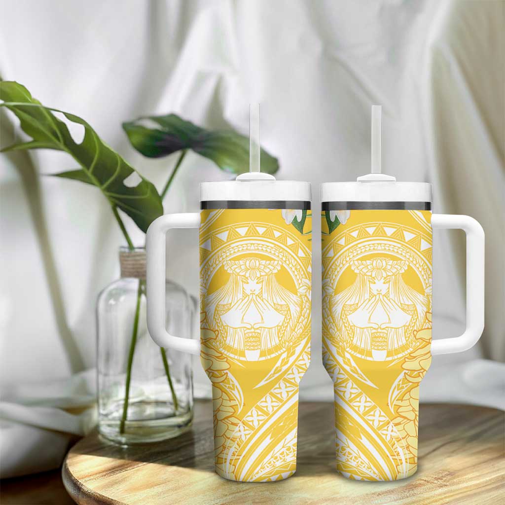 Aloha Hawaii Oahu Tumbler With Handle Wahine with Ilima Lei LT7 - Polynesian Pride