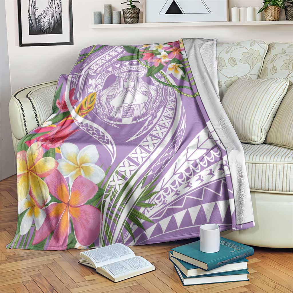 Aloha Hawaii Kauai Blanket Frangipani Mix Mokihana Lei LT7 Purple - Polynesian Pride