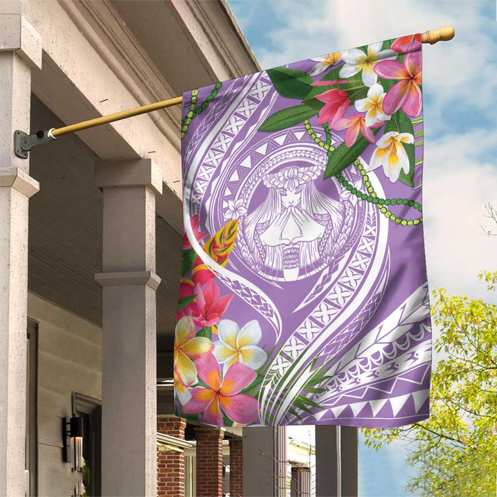 Aloha Hawaii Kauai Garden Flag Frangipani Mix Mokihana Lei LT7 House Flag Purple - Polynesian Pride