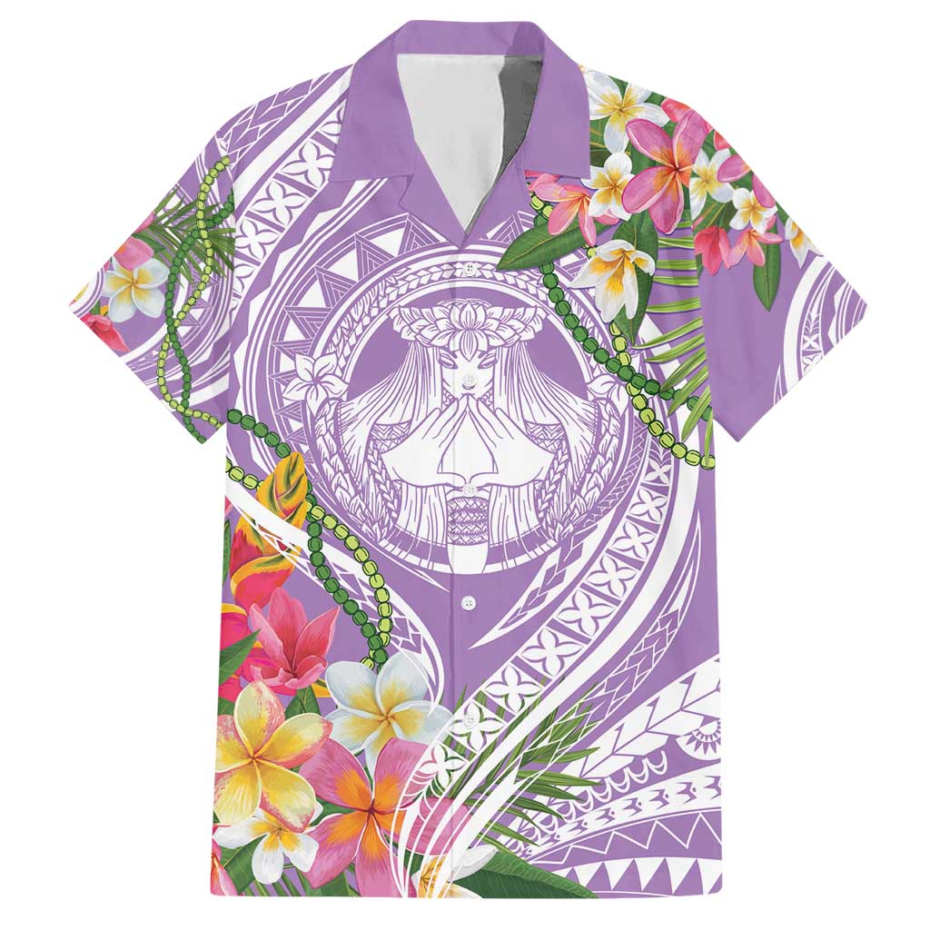 Aloha Hawaii Kauai Hawaiian Shirt Frangipani Mix Mokihana Lei LT7 Purple - Polynesian Pride