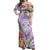 Aloha Hawaii Kauai Off Shoulder Maxi Dress Frangipani Mix Mokihana Lei