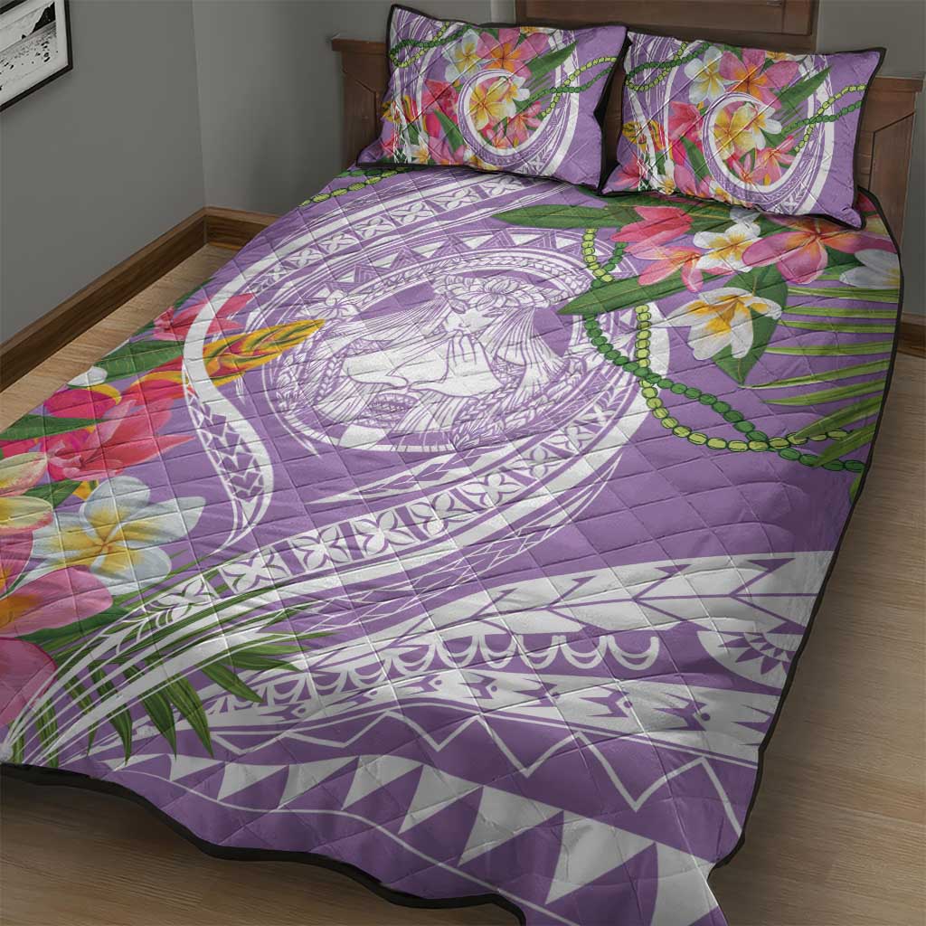Aloha Hawaii Kauai Quilt Bed Set Frangipani Mix Mokihana Lei LT7 - Polynesian Pride