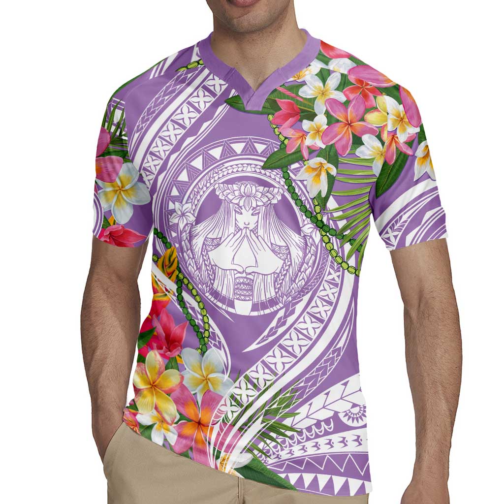Aloha Hawaii Kauai Rugby Jersey Frangipani Mix Mokihana Lei LT7 - Polynesian Pride