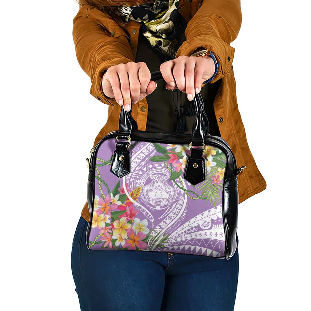 Aloha Hawaii Kauai Shoulder Handbag Frangipani Mix Mokihana Lei LT7 One Size Purple - Polynesian Pride