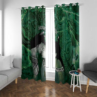 New Zealand Aroha Koe Mama Window Curtain Maori Hongi - Pounamu LT7 With Grommets Green - Polynesian Pride