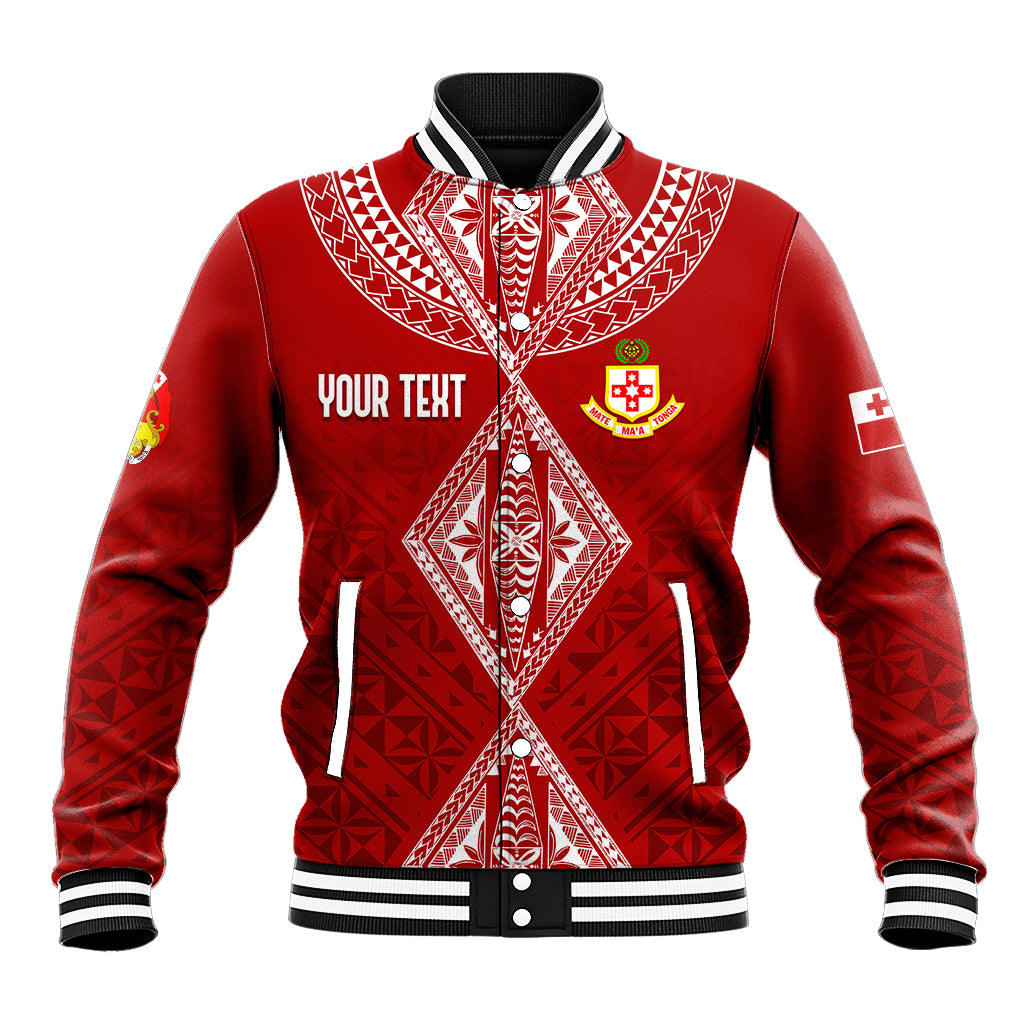 Personalised Kolisi Tonga Atele Baseball Jacket Tongan Kupesi - Special LT7 Unisex Red - Polynesian Pride