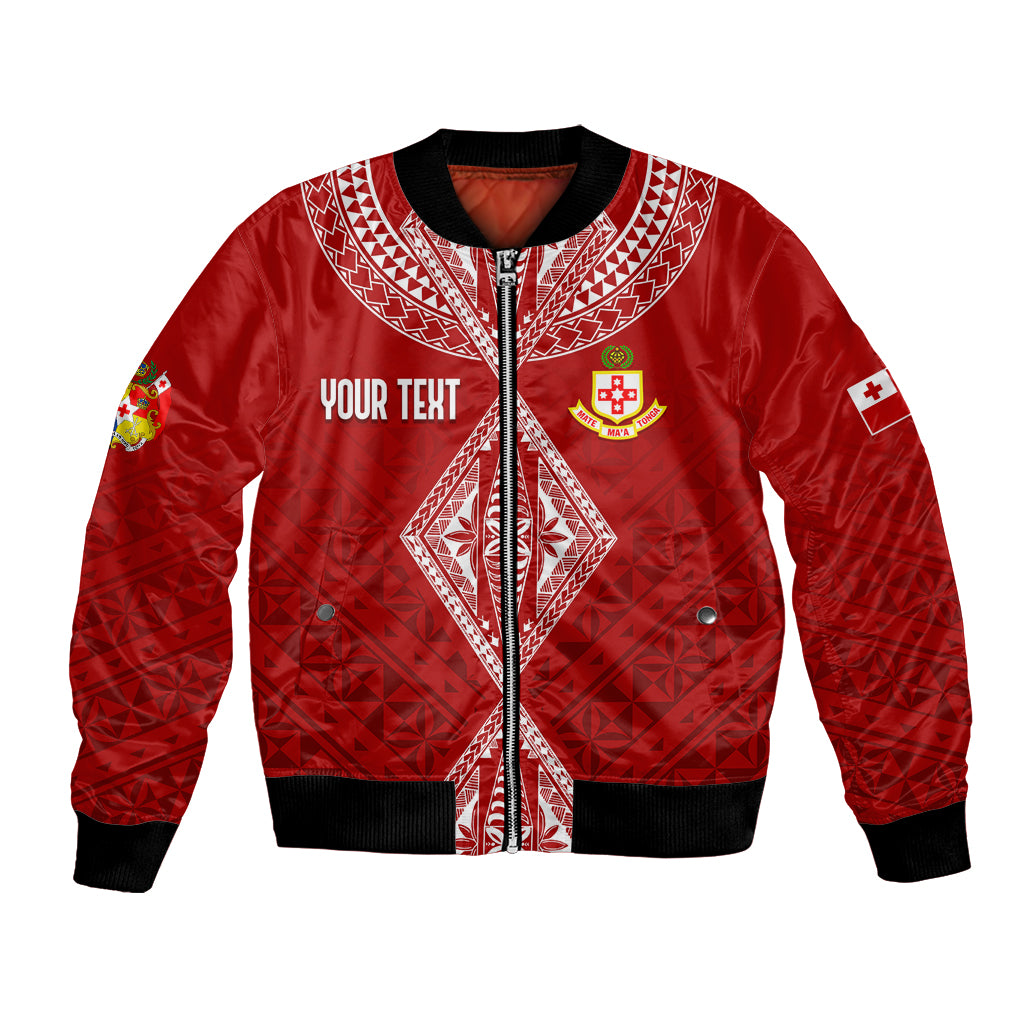 Personalised Kolisi Tonga Atele Bomber Jacket Tongan Kupesi - Special LT7 Unisex Red - Polynesian Pride