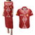 Personalised Kolisi Tonga Atele Couples Matching Puletasi Dress and Hawaiian Shirt Tongan Kupesi - Special LT7 Red - Polynesian Pride