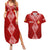 Personalised Kolisi Tonga Atele Couples Matching Summer Maxi Dress and Hawaiian Shirt Tongan Kupesi - Special LT7 Red - Polynesian Pride