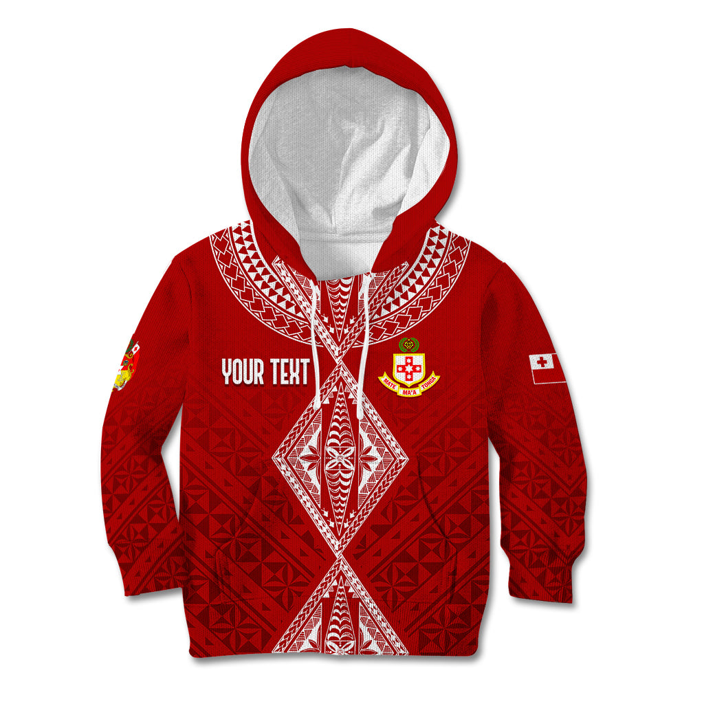 Personalised Kolisi Tonga Atele Kid Hoodie Tongan Kupesi - Special LT7 Hoodie Red - Polynesian Pride