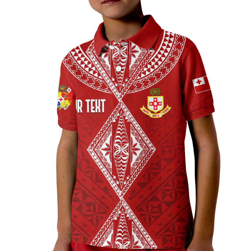 Personalised Kolisi Tonga Atele Kid Polo Shirt Tongan Kupesi - Special LT7 Kid Red - Polynesian Pride