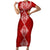 Personalised Kolisi Tonga Atele Short Sleeve Bodycon Dress Tongan Kupesi - Special LT7 Long Dress Red - Polynesian Pride