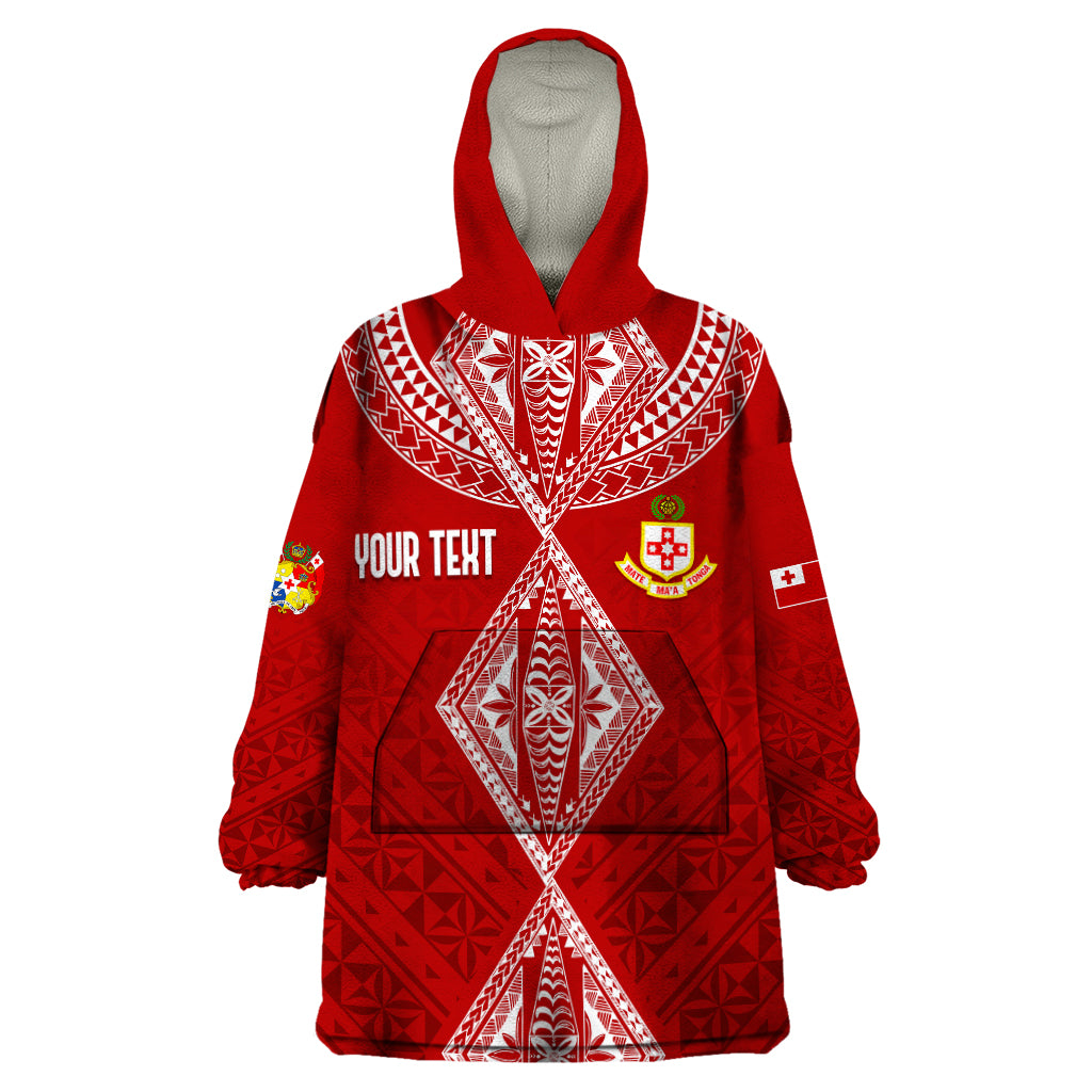 Personalised Kolisi Tonga Atele Wearable Blanket Hoodie Tongan Kupesi - Special LT7 One Size Red - Polynesian Pride