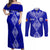 Personalised Tupou College Toloa Couples Matching Off Shoulder Maxi Dress and Long Sleeve Button Shirts Tongan Kupesi - Special LT7 Navy Blue - Polynesian Pride