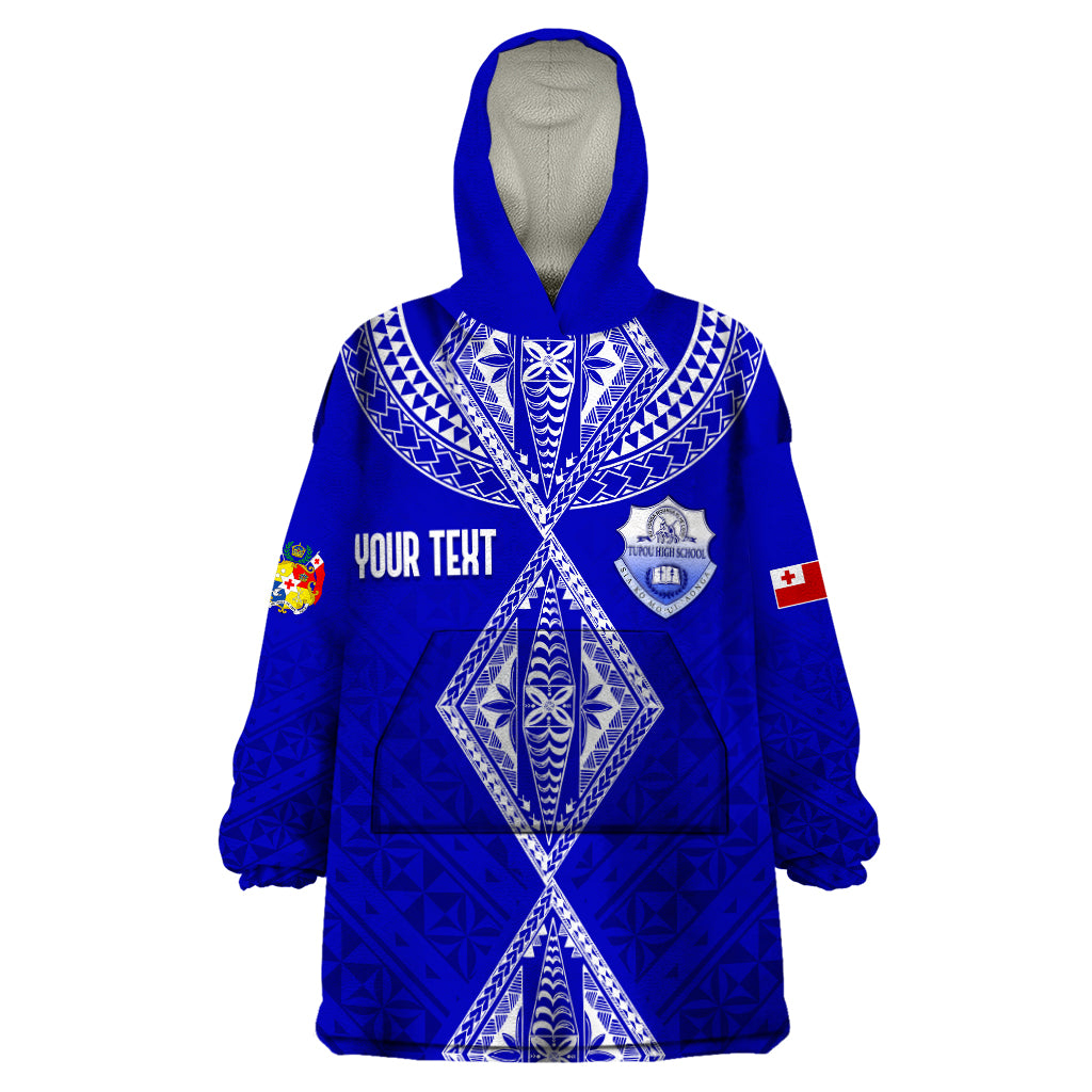 Personalised Tupou College Toloa Wearable Blanket Hoodie Tongan Kupesi - Special LT7 One Size Navy Blue - Polynesian Pride