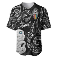 Kia Hara Te reo Maori Baseball Jersey Manaia Moko Pattern LT7 Black - Polynesian Pride