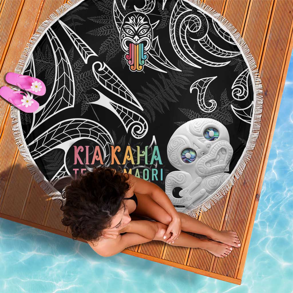 Kia Hara Te reo Maori Beach Blanket Manaia Moko Pattern LT7 - Polynesian Pride
