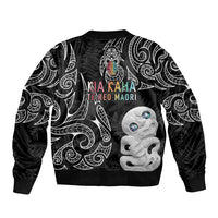 Kia Hara Te reo Maori Bomber Jacket Manaia Moko Pattern LT7 - Polynesian Pride