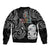 Kia Hara Te reo Maori Bomber Jacket Manaia Moko Pattern