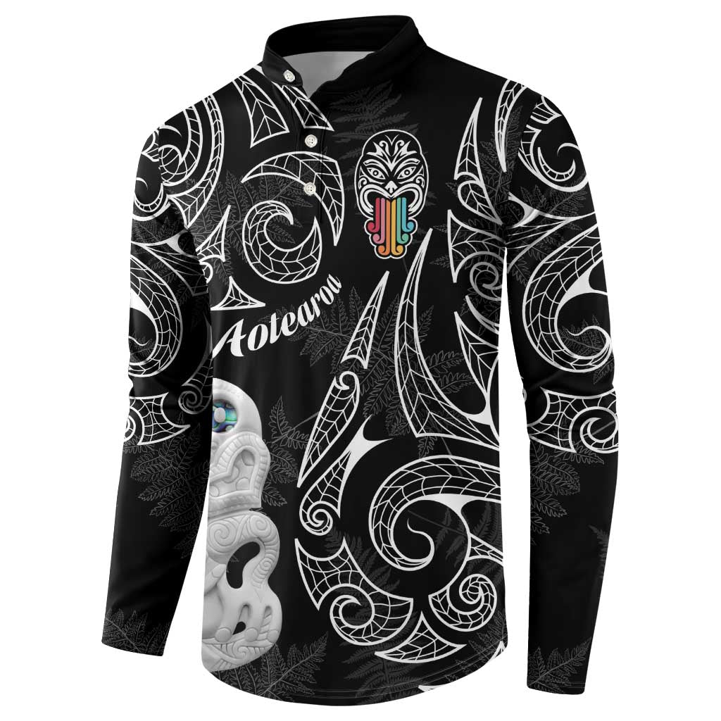 Kia Hara Te reo Maori Button Sweatshirt Manaia Moko Pattern LT7 - Polynesian Pride
