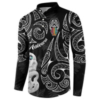 Kia Hara Te reo Maori Button Sweatshirt Manaia Moko Pattern LT7 - Polynesian Pride