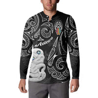 Kia Hara Te reo Maori Button Sweatshirt Manaia Moko Pattern LT7 - Polynesian Pride