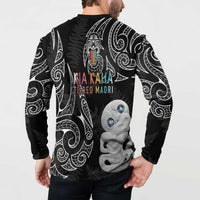 Kia Hara Te reo Maori Button Sweatshirt Manaia Moko Pattern LT7 - Polynesian Pride