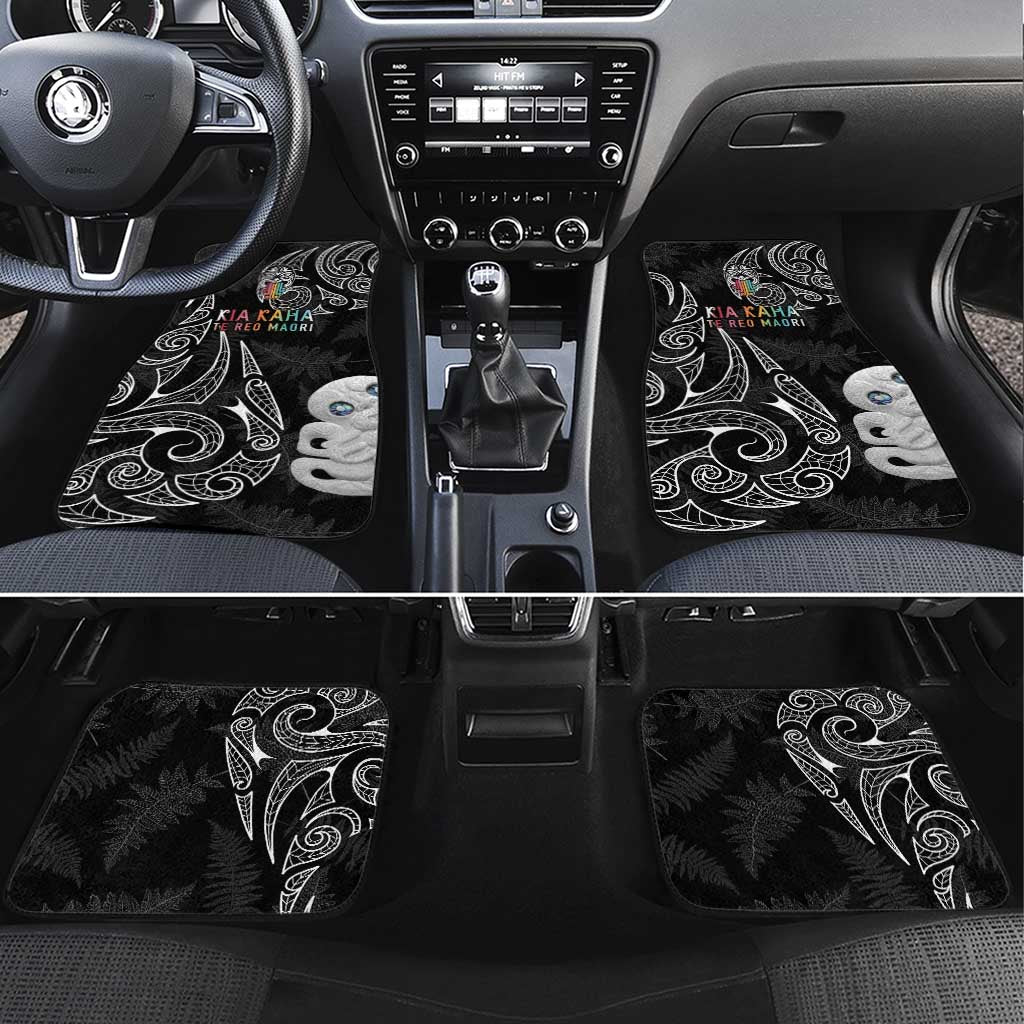 Kia Hara Te reo Maori Car Mats Manaia Moko Pattern LT7 Set 4pcs Black - Polynesian Pride